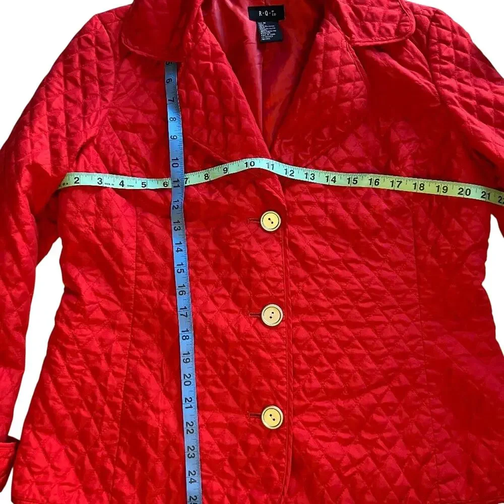 Red Quilted lightweight Button Jacket By R.Q.T. Size M - Picture 7 of 12